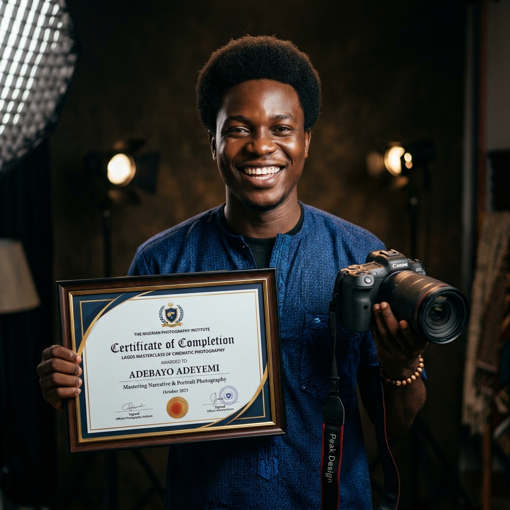 Joyful graduating student with certificate